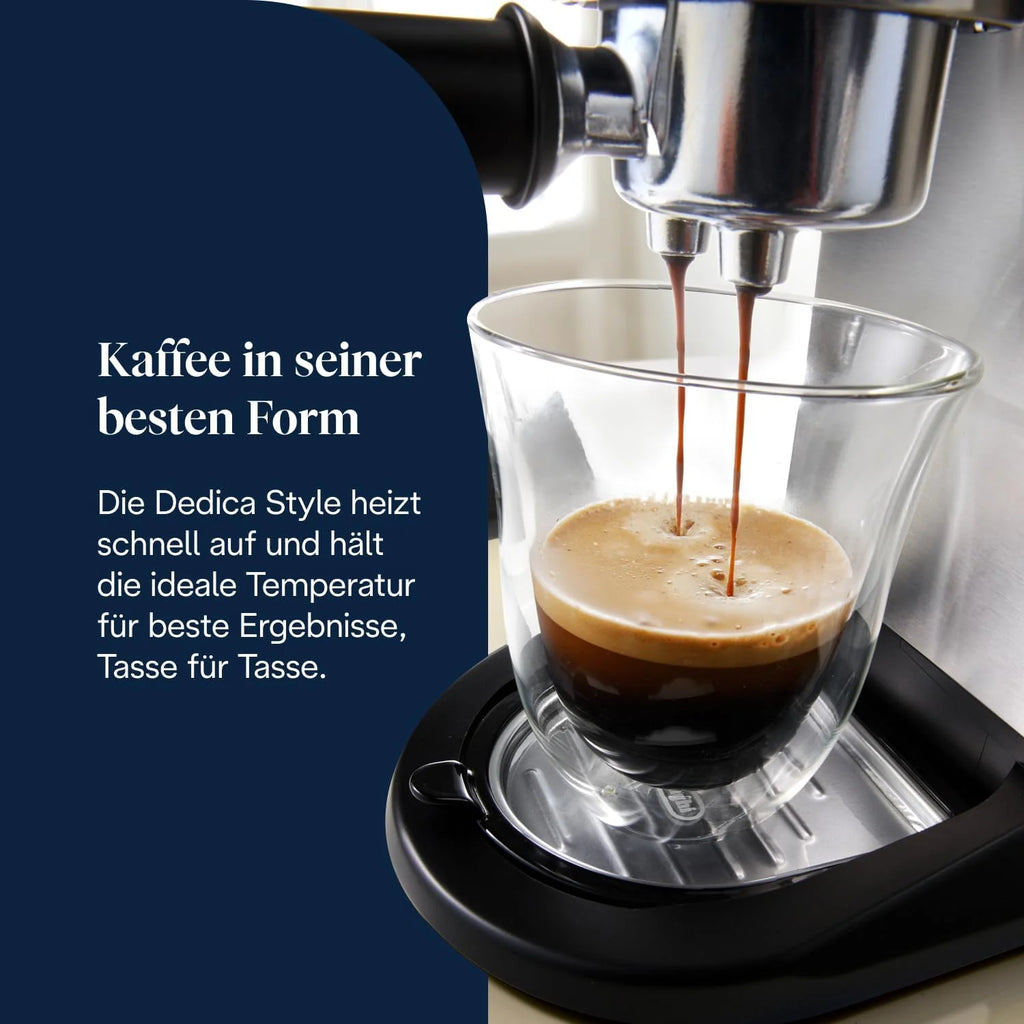 De'Longhi EC 685.M Dedica Style Espressomaschine 1L – 15 bar, Milchschaumdüse, 15cm, Metall