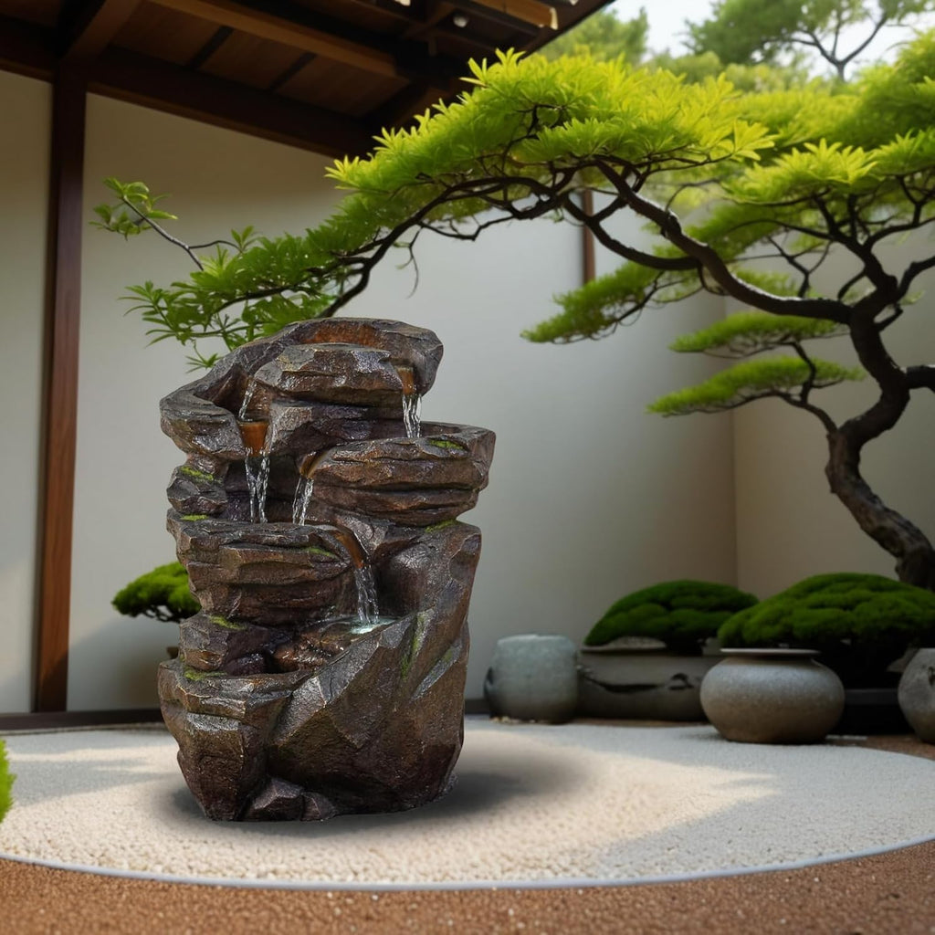 XL Gartenbrunnen Wasserfall Niagara - Natural Waterfall Fountain Outdoor and Indoor - Zen and Decorative Ambiance in Your Outdoor Area - Stone Imitation - H 70 cm - Zen'Light, H71