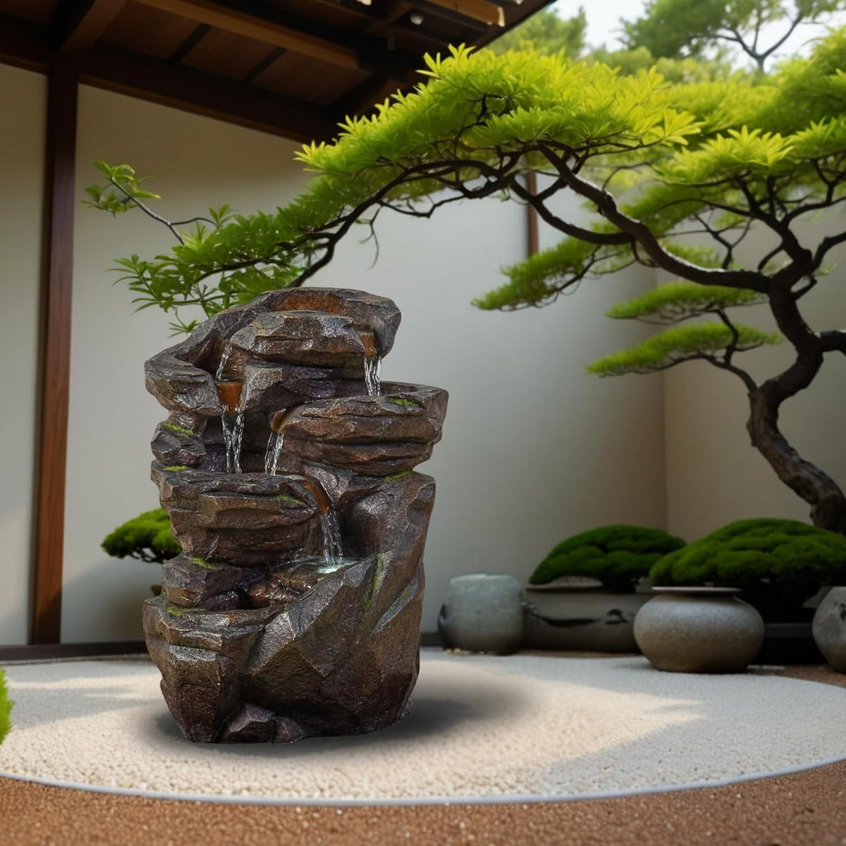 XL Gartenbrunnen Wasserfall Niagara - Natural Waterfall Fountain Outdoor and Indoor - Zen and Decorative Ambiance in Your Outdoor Area - Stone Imitation - H 70 cm - Zen'Light, H71