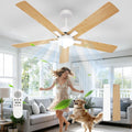 Comely Deckenventilator mit Beleuchtung, DC, 132cm, 3 Farbtemperatur, Deckenlampe mit Ventilator mit 6 Geschwindigkeiten, Sommer Winterbetrieb Deckenventilator mit Licht für Schlafzimmer, Naturholz