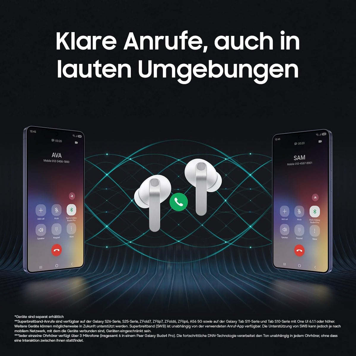 Samsung Galaxy Buds4 Pro, Kabellose Hi-Fi Bluetooth-Kopfhörer, 2-Wege-Lautsprecher, Geräuschunterdrückung per Adaptive Noise Cancelling, In-Ear-Ohrhörer, 360 Audio, AI Agent mit Sprachsteuerung, Black