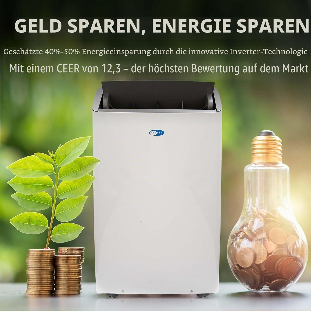 Whynter ARC-1230WN 14.000 BTU (12.000 BTU SACC) NEX Inverter Dual Schlauch Cooling Mobile Klimaanlage, Luftentfeuchter und Ventilator mit intelligentem WLAN, bis zu 600 Quadratfuß in Weiß