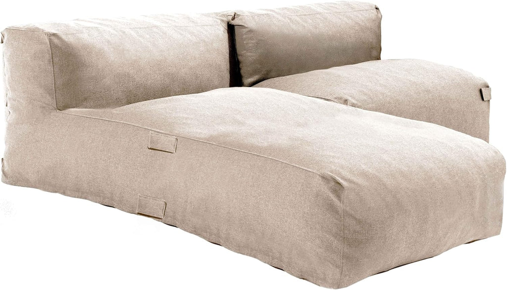 Oviala Gartenmöbel, modular, 2-Sitzer, mit Ottomane, Beige
