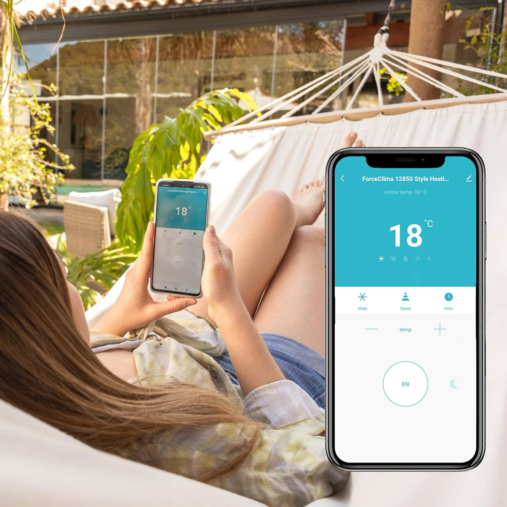 Cecotec - Mobile Klimageräte ForceClima 7550 Style Connected, 7000 BTU, Abdeckungsbereich 20 m2, Fernbedienung, Berührung, LED -Bildschirm, 4 Modi, 2 Geschwindigkeiten, Luftentfeuchter, Timer