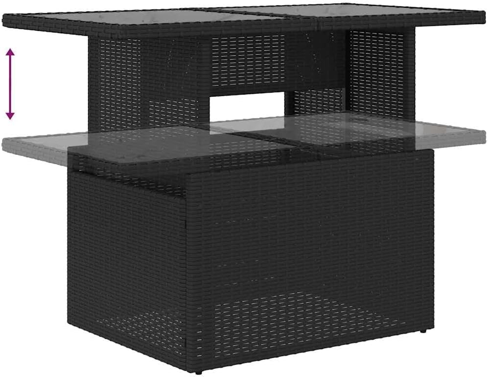 vidaXL 5-TLG. Garten-Sofagarnitur mit Kissen Schwarz Poly Rattan, Outdoor Sofa Set, Outdoor Sofagarnitur, Garten-Lounge-Set, Garten Sofagarnitur