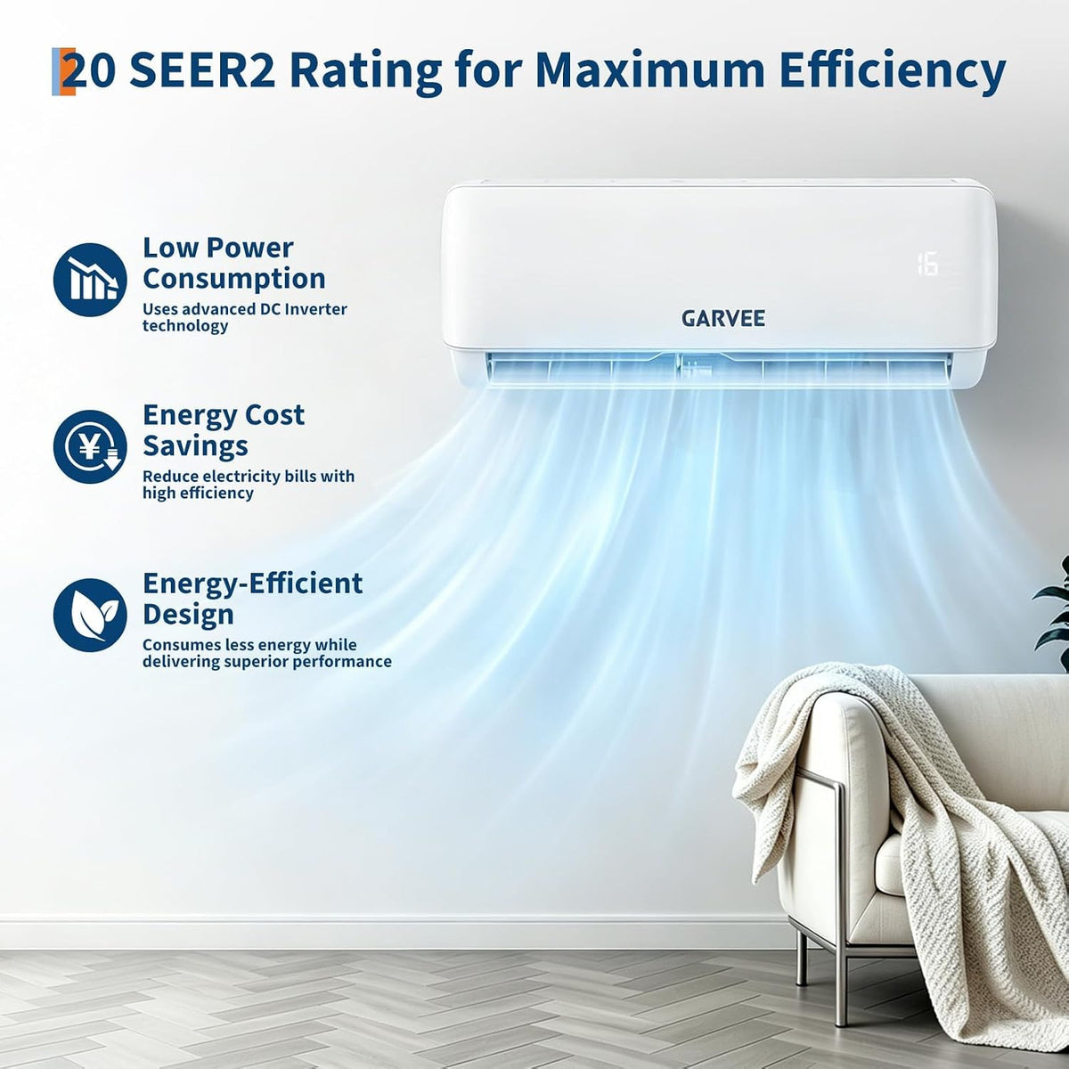 Klimaanlage Split, Kühlung und Heizung, 24000 Btu Split Klimaanlage, Inverter Klimagerät, Wifi & App Klimaanlage Wandmontage, Sehr Leise, Timerfunktion, R32 Kältemittel, Energieeinsparung, bis 120qm