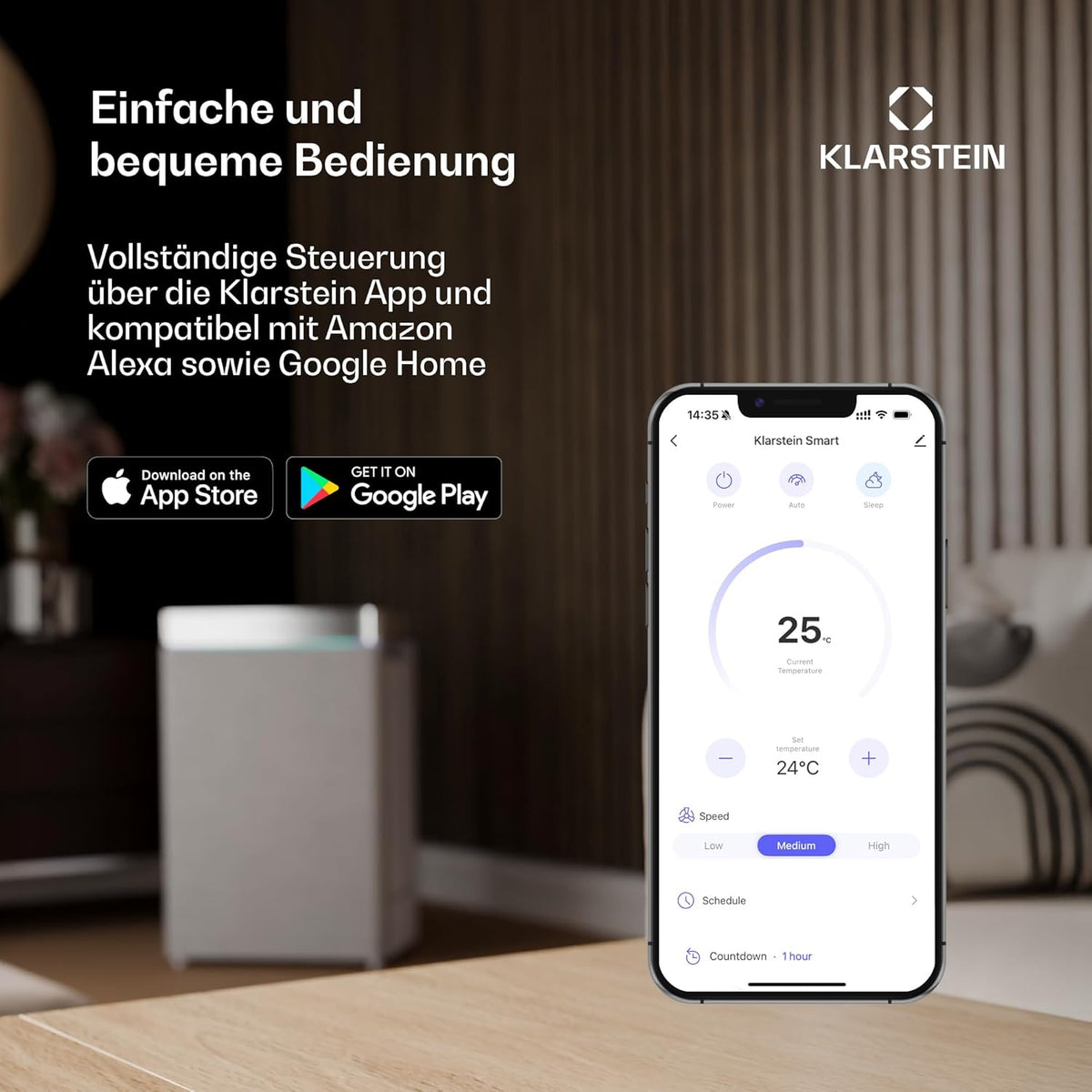 Klarstein Chillavan Mobile Klimaanlage – 5.000 BTU, Für Räume bis 20 m², 3-in-1: Klimaanlage, Luftentfeuchter & Ventilator, Energieeffizienzklasse A, App-Steuerung, Ideal für Wohnmobile