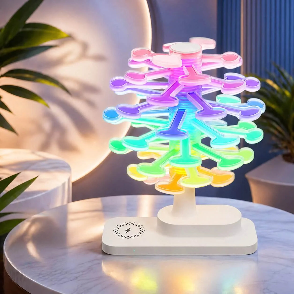 LED Tischlampe mit kabellosem Ladegerät | Spiralfunkel