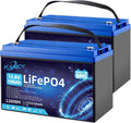 12V 100Ah LiFePO4 Batterie,Lithium Batterie 100A BMS mit 15000 tiefen Zyklen,Max 1280W Leistung Lithium Akku,für Wohnmobil,Solaranlage,Boot Haushalt,Camping (2 Stück 12.8V 100Ah)