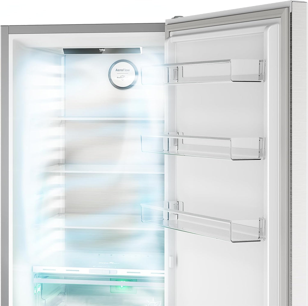 Beko B7RCNE408HG freistehende Kühl/-Gefrierkombination, 355 l Nettovolumen, 249 l Kühlen, 106 l Gefrieren, NoFrost, AeroFlow, HarvestFresh, Multizone, 3 Gefrierschubladen, Manhattan Gray
