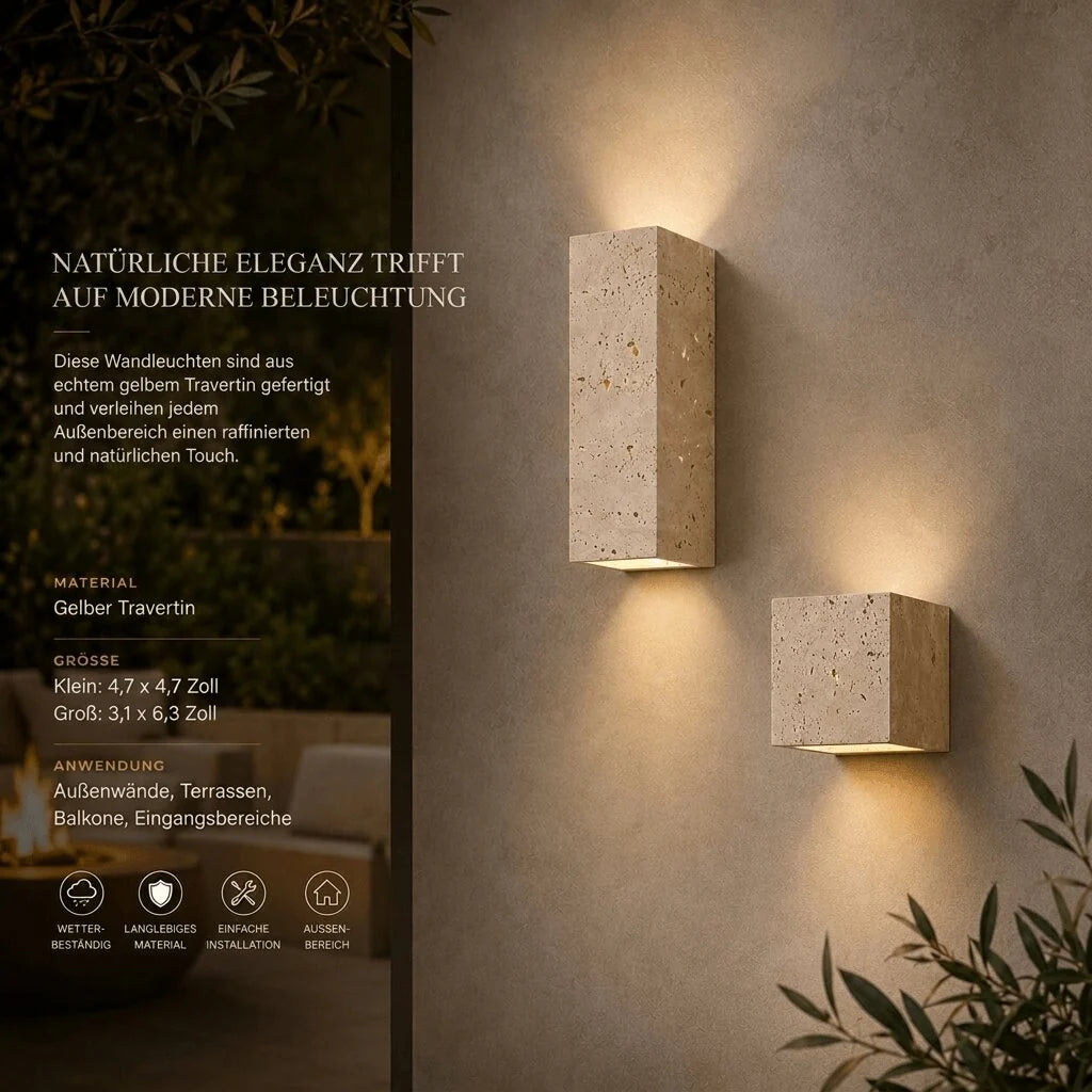 Travertin Wandlampe für Innen & Außen | Steinleuchte