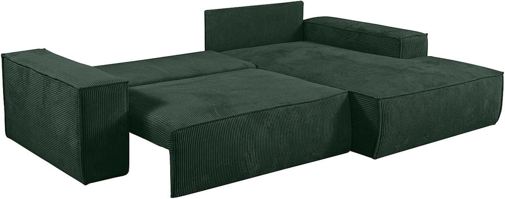 Vente-unique Ecksofa mit Schlaffunktion - Kord - Gr«¨n - Ecke Rechts - Amelia von Pascal MORABITO