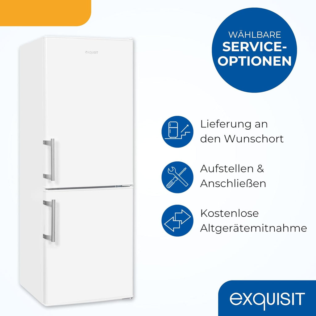 Exquisit Kühl-Gefrierkombination freistehend - Kühlschrank mit Gefrierfach, 173 l, 50 cm breit, 4-Sterne-Gefrierfach, LED, Türalarm, Weiß, KGC5233-60-HE-040D