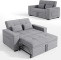 Xbro 3-in-1 Schlafsofa ausziehbar, 2-Sitzer Sofa mit Schlaffunktion, verstellbare Rückenlehne, Leinenstoff mit 2 Kissen und Seitentaschen, für Wohnzimmer, Schlafzimmer oder Büro, Hellgrau