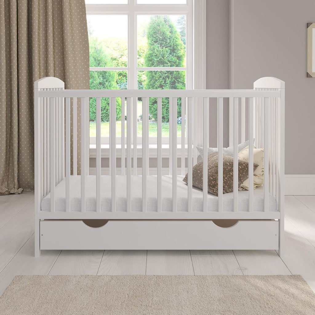 Love For Sleep Babybett Beistellbett 120x60cm mit Schaumstoffmatratze Weiß Jacob Kinderbett Baby Bett Holz - Kinderbett Babybett, Mitwachsend Gitterbett Baby Bed