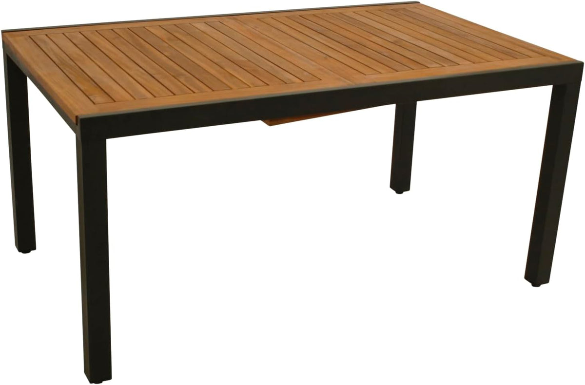 DEGAMO Gartentisch Ausziehtisch Milos 150/200x90cm, Aluminium anthrazit + Akazienholz geölt, Outdoor, FSC®-Zertifiziert