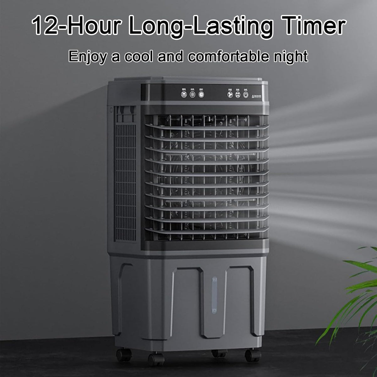 Tragbare Klimaanlage, Verdunstungskühler, großer Wassertank mit 40 l, Fernbedienung, 12-Stunden-Timer, energieeffiziente mobile Klimaanlage (Größe: 43 x 32 x 80 cm/17 x 12,6 x 32 Zoll)