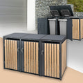 ML-Design Mülltonnenbox 3er 3 Tonnen 240L 200x80x116,3cm Anthrazit-Holzoptik, Stahl wetterfest/abschließbar Mülltonnenverkleidung Klappdeckel/3 Türen, Müllbox Mülltonnecontainer Mülltonnenabdeckung
