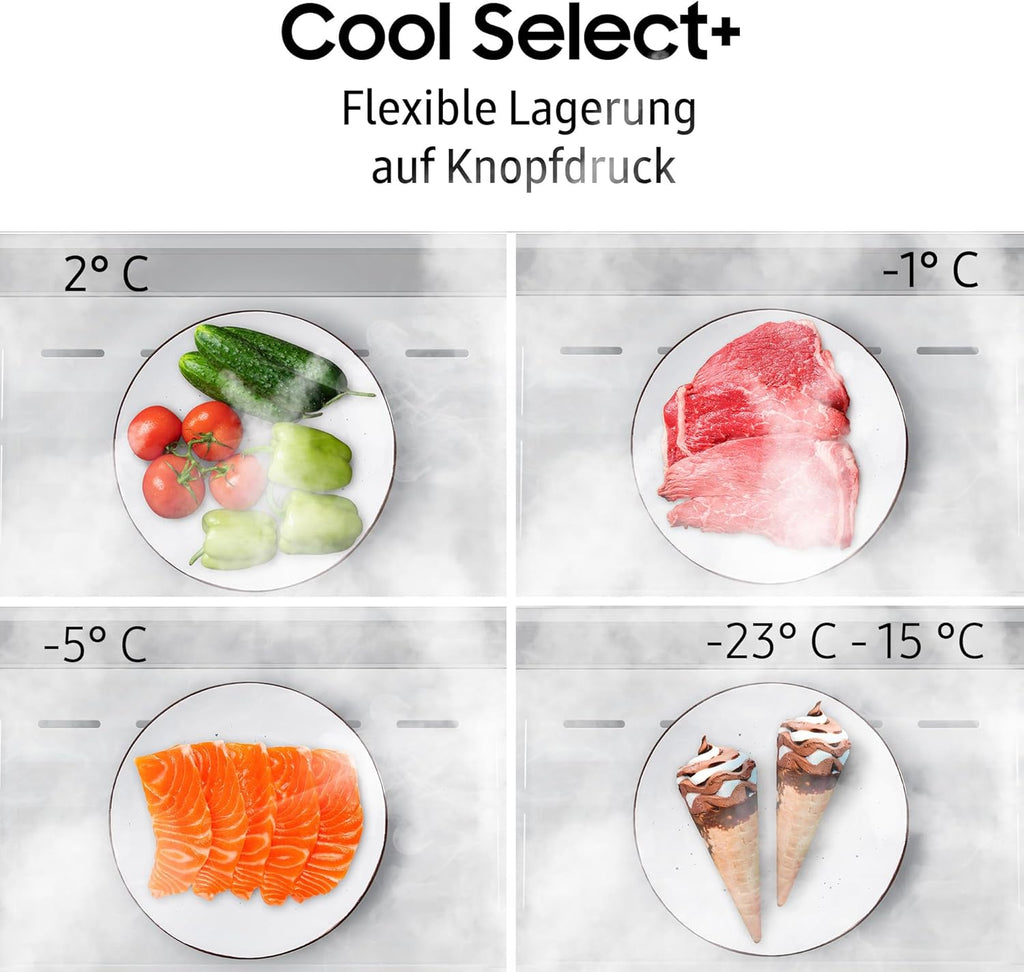 Samsung RB38C7AGWS9/EF Kühl-Gefrierkombination, 203 cm, 387 l, AI-Kühlschrank mit Gefrierfach, SmartThings AI Energy Mode, Cool Select+, Twin Cooling Plus, Metal Cooling, Edelstahl Look