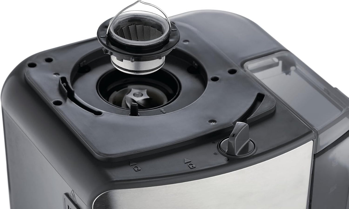Russell Hobbs Kaffeemaschine mit Mahlwerk Glaskanne [Digitaler Timer, Brausekopf für opt. Extraktion & Aroma] Grind&Brew (1 bis 10 Tassen, 3-stufige Mahlgradeinstellung) Filterkaffeemaschine 25610-56