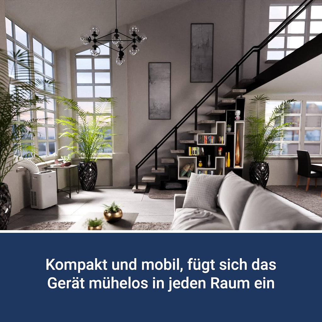 SUNTEC Mobiles Klimagerät Impuls 2.6 Eco R290 – Klimaanlage mobil und leise mit Abluftschlauch – Kühler & Entfeuchter für Räume bis 34 qm – Mobile Kühlung für Wohnung & Büro – 9.000 BTU | 2600 Watt