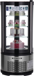 METRO Professional Kuchen-Vitrine GRV1100, Gastro, Edelstahl/Glas, 100 L, Umluftkühlung, 490W, Temperaturanzeige, automatisches Abtauen, rund, silber, Klimaklasse 6