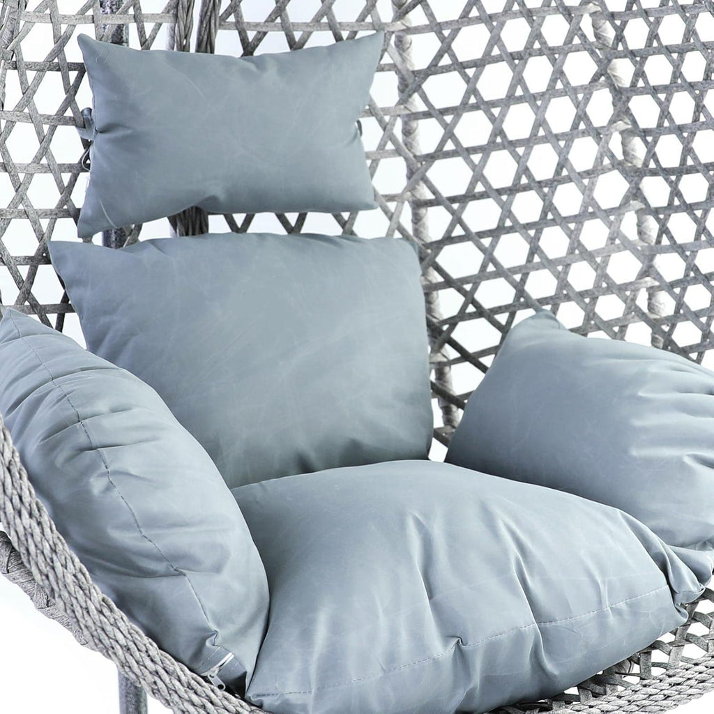 Luxus Hängesessel Style XXL Korb Gestell Grau mit Relaxkissen Hell Grau