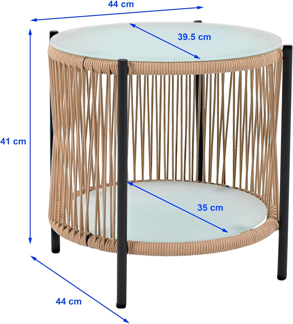 ESTEXO Bistro Set Balkonmöbel Sitzgruppe Outdoor Gartenset 2 Personen Rope Gartenset (Beige)