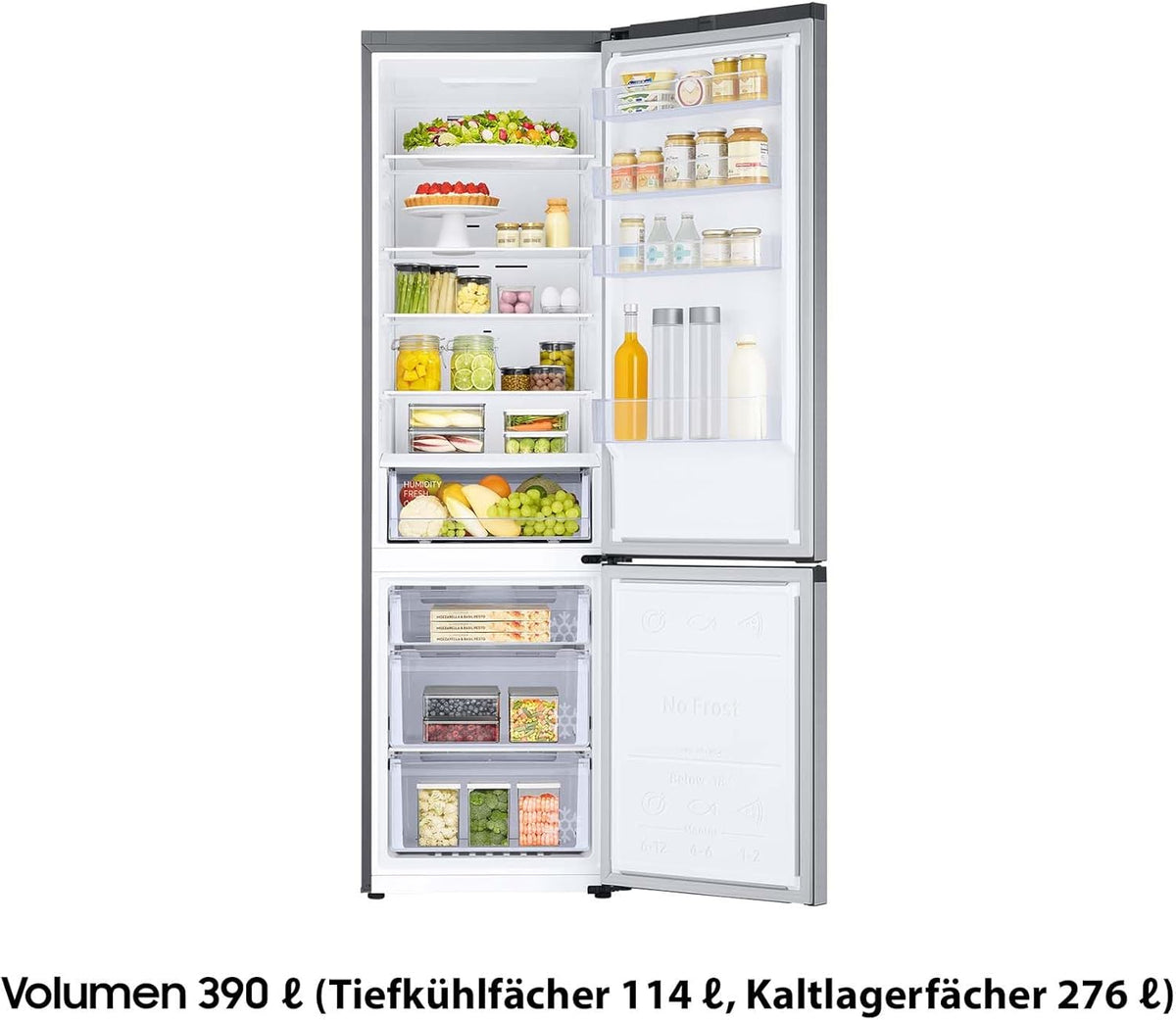 Samsung RB38C600DSA/EF Kühl-Gefrierkombination, 203 cm, 390 l, AI-Kühlschrank mit Gefrierfach, Wifi & AI Energy Mode, No Frost+, SpaceMax, Edelstahl Look