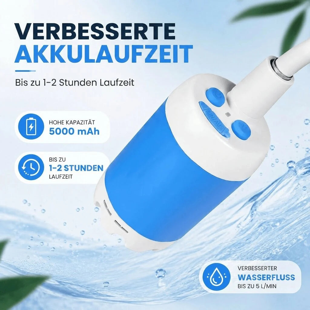 Campingdusche mit Akku Pumpe | Quellkaskade