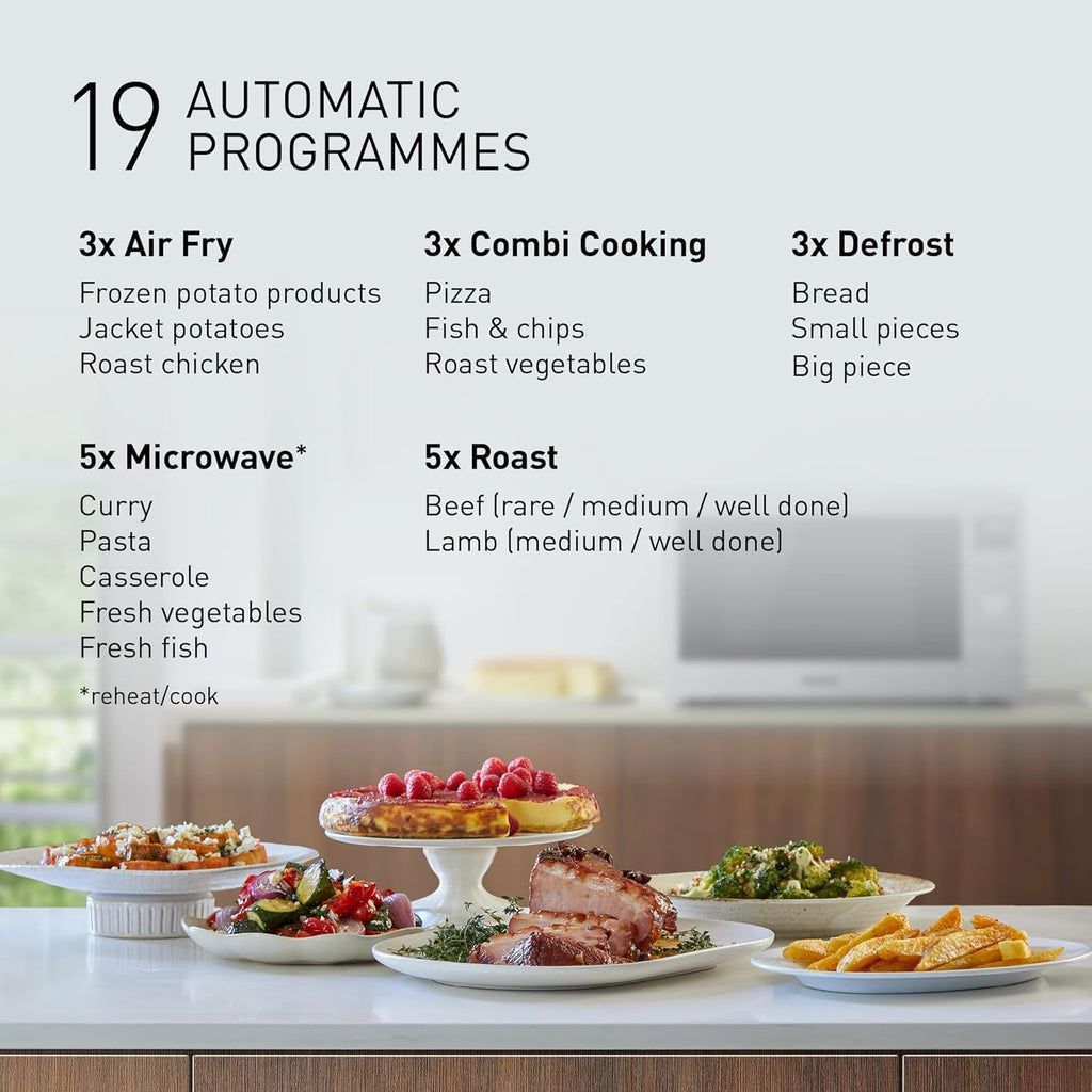 Panasonic NN-CD58RSEPG 27L 4-in-1 Kombi-Mikrowelle mit Airfryer Modus und Garkorb, 1000W Inverter, 1300W Grill, Umluft, 19 Automatikprogramme, Edelstahl