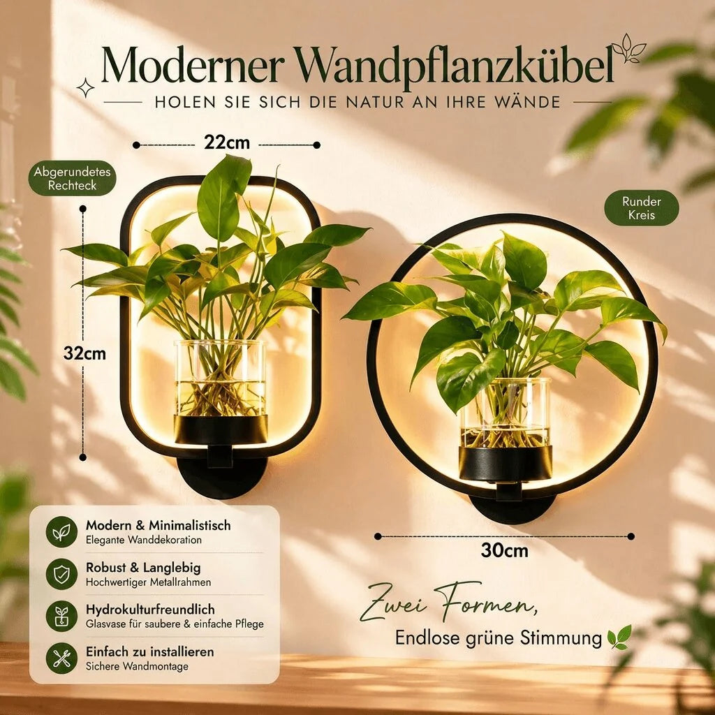 LED Wandlampe mit Glasvase | Wandvase