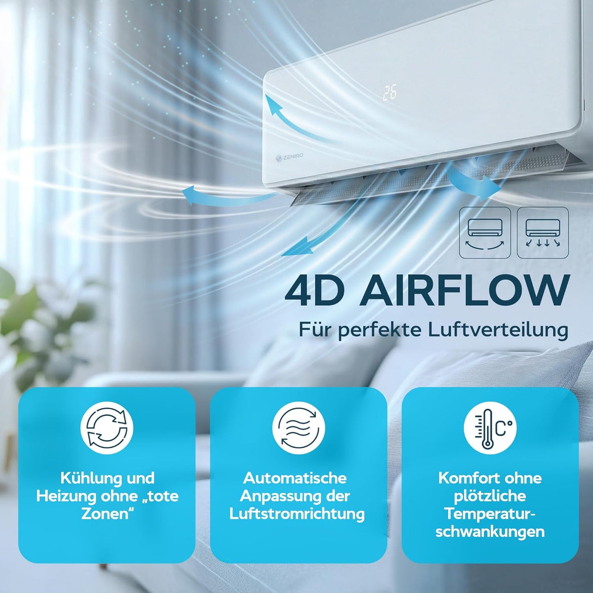 Split Klimaanlage 18000 BTU Set - TURBO Cooling - mit Ionisator & WiFi/App-Funktion Klimagerät Kühlen A++/Heizen A+ 5,2kW Sehr Leise - Fernbedienung, Timerfunktion - Montagematerial