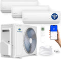 Multisplit Klimaanlage 3 Innengeräte Set (3 x 2,6kW) Klimagerät Air Conditioner mit Heizfunktion 21000 BTU 6,2kW A++ WiFi/App-Steuerung 4D AirFlow Heizen bis -20°C Vorgefüllt R32