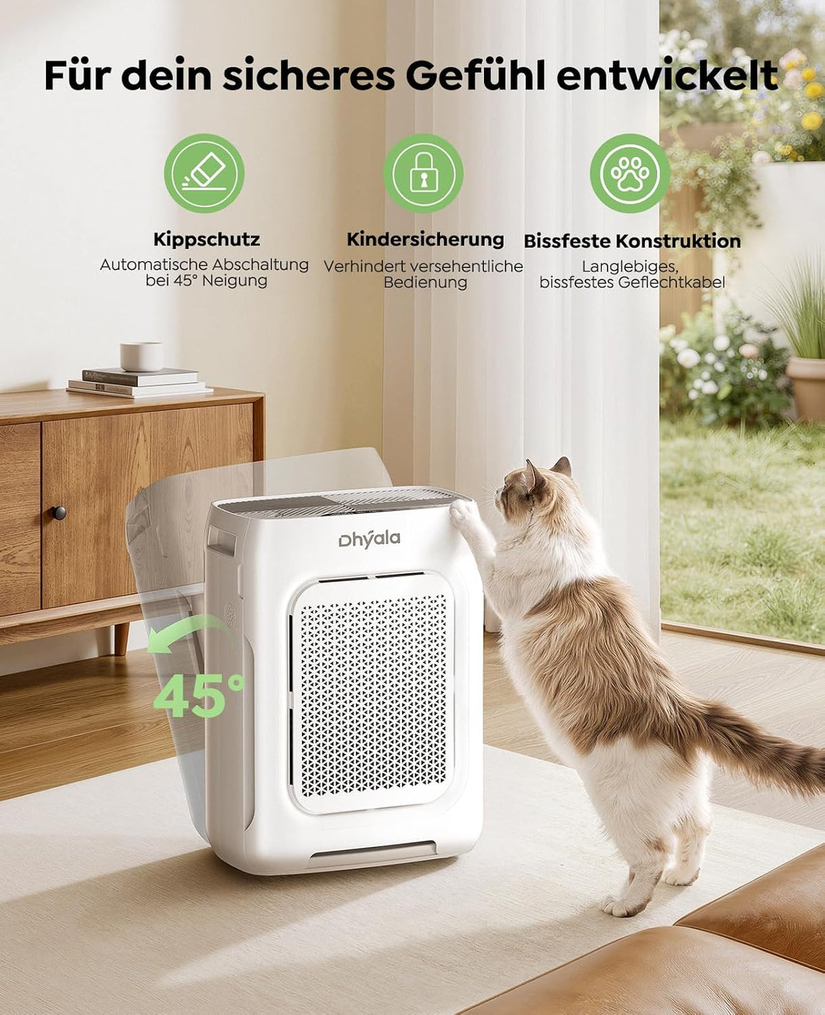 Luftreiniger Allergiker Air Purifier HEPA Luftfilter mit waschbarem Doppelfilter, CADR 450m³/h, Smart WiFi, 20dB Schlafmodus, AQI Anzeige, Aroma, Timer, gegen Staub Pollen, Haustiere & Raucher