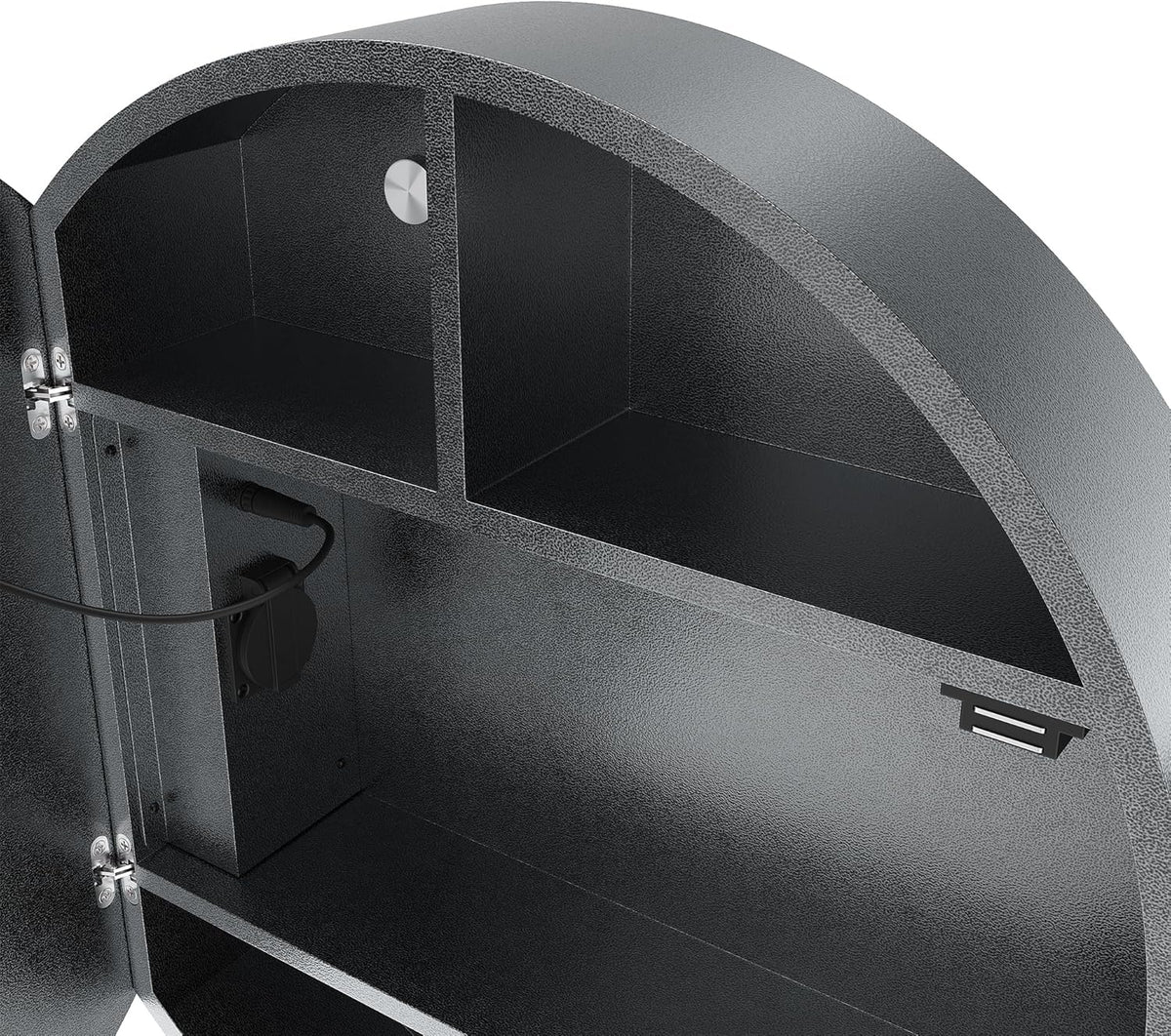 SONNI Badezimmer spiegelschrank mit Beleuchtung 3 einstellbar Lichtfarben Beschlagfrei Rund Spiegelschrank Bad mit Steckdose, Badschrank mit Spiegel und Ablage, Medizinschrank 60cm Dunkelgrau