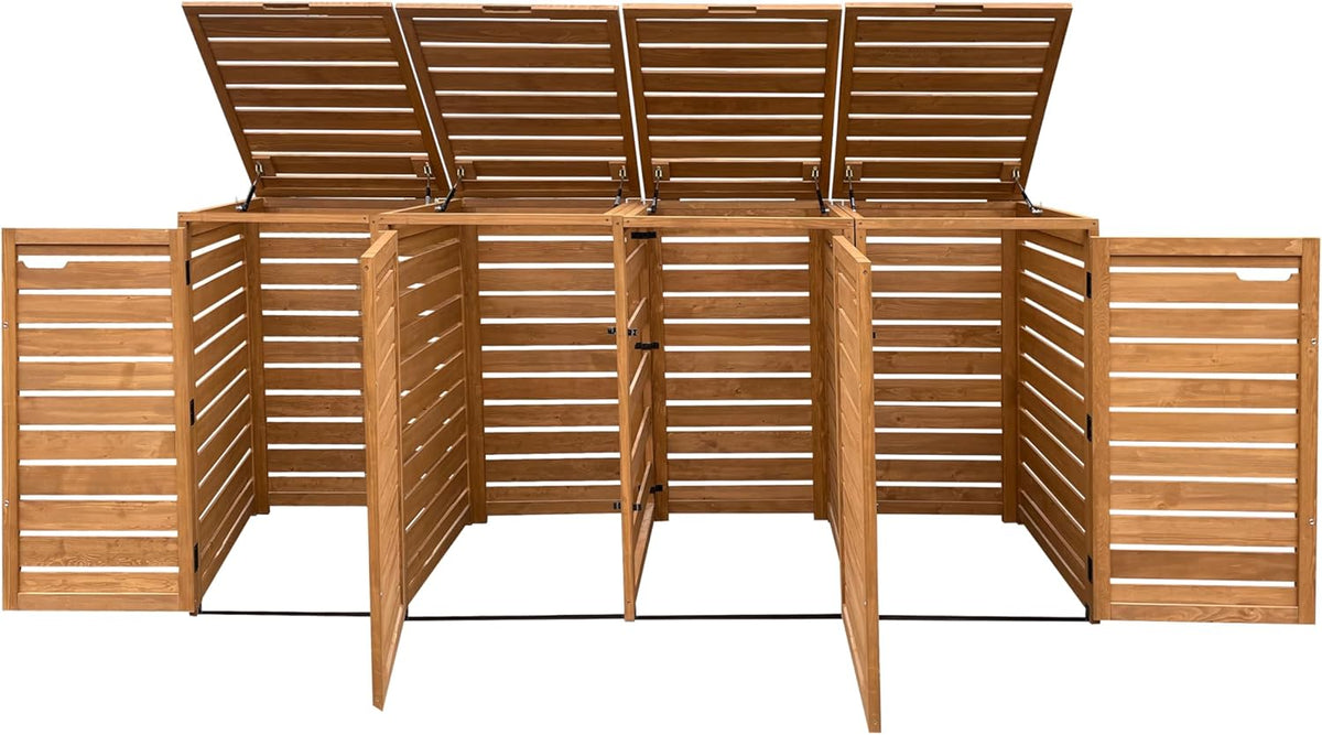 AXI Lex Mülltonnenbox Holz Braun | Mülltonnenverkleidung mit Deckel für 4 Tonnen - 240-960L | Müllbox/Aufbewahrungsbox für Mülltonnen