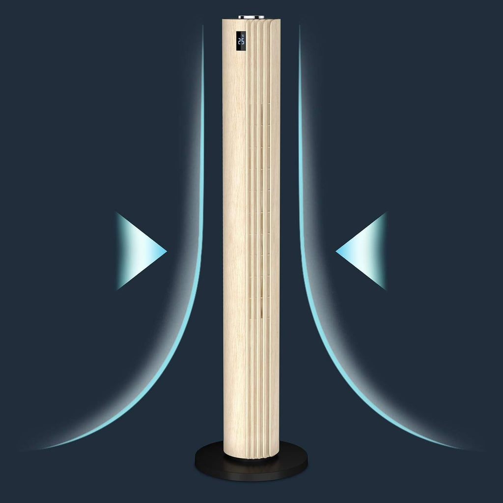 Rowenta Turmventilator Urban Cool VU6770 | Holzoptik | 3 Geschwindigkeiten | Automatische Oszillation | Fernbedienung | Timer | Auto-Modus