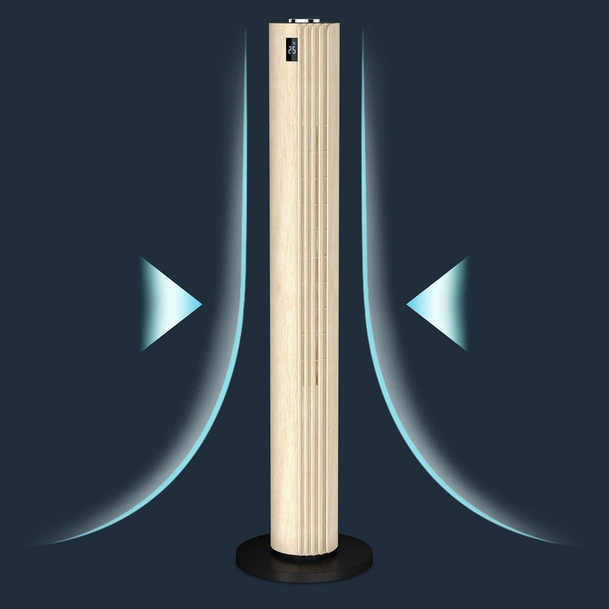Rowenta Turmventilator Urban Cool VU6770 | Holzoptik | 3 Geschwindigkeiten | Automatische Oszillation | Fernbedienung | Timer | Auto-Modus