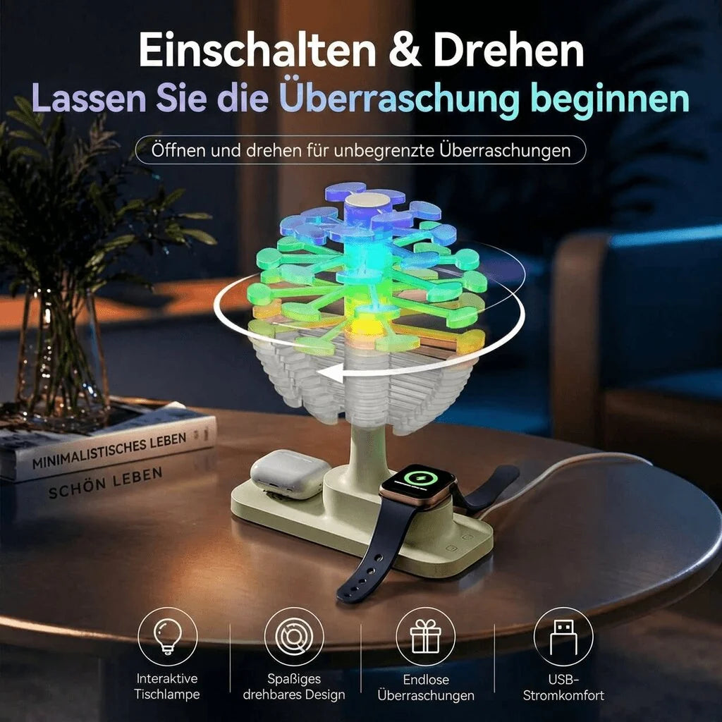 LED Tischlampe mit kabellosem Ladegerät | Spiralfunkel