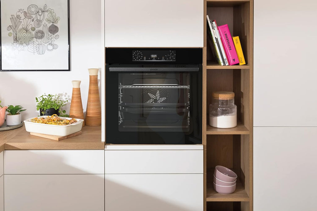 Gorenje Black Induction Set 2, Kombination aus autarkem Kochfeld GI6401BSC und Einbau-Backofen BOS6737E06BG, 77L, Made in Europe, ExtraSteam, AirFry, PizzaMode 300°C, PerfectGrill, schwarz