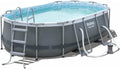 Bestway Power Steel Frame Pool Set, oval, grau, 424 x 250 x 100 cm