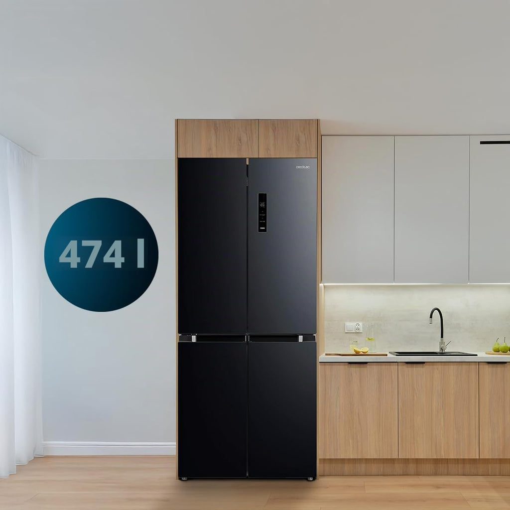 Cecotec CoolMarket 4D 394 Dark E. 394 Kühlschrank Total No Frost Total No Frost Bolero 394 Liter, Höhe 170 cm und 70 cm Breite, variable Schublade, Kompressor Inverter, Antibakteriell