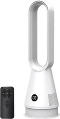 Rotorloser Ventilator,Turmventilator sehr leise & Luftreiniger,mit Fernbedienung, 8 Geschwindigkeiten,90° Oszillation, 9h Timer,oszillierender Raumkühler für Schlafzimmer, Büro (Weiß)