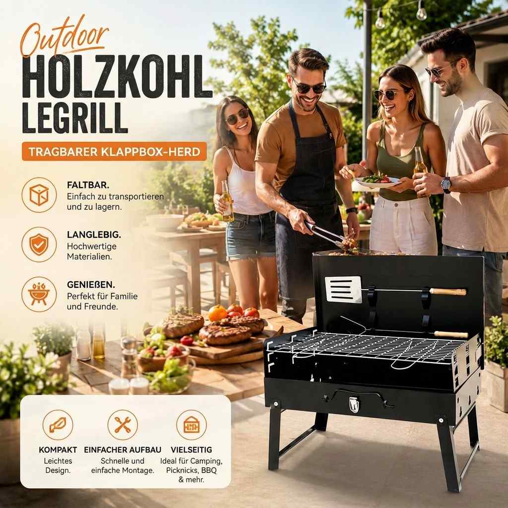 Faltbarer Holzkohlegrill | Kohlekoffer