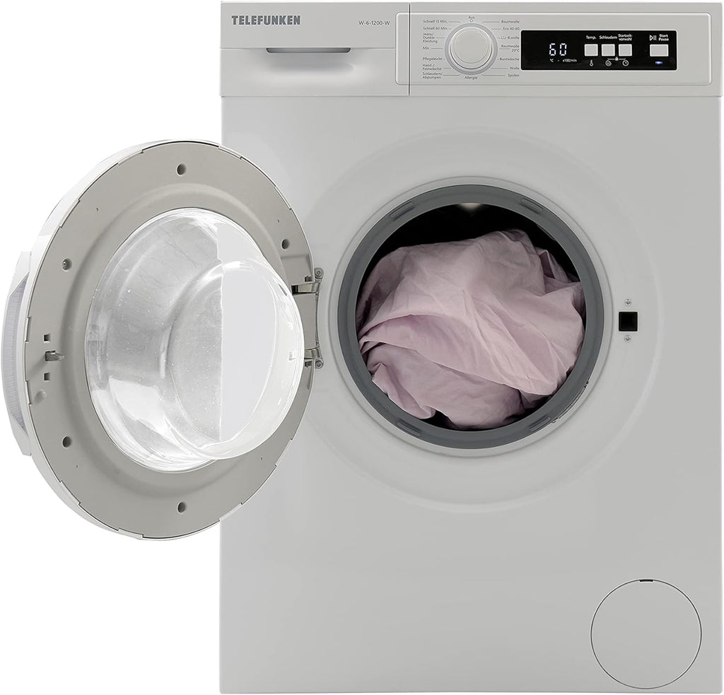 Telefunken W-01-52-W Waschmaschine (5 kg / 1000 U/Min) mit Mengenautomatik und Überlaufschutz / 15 Programme/Startzeitvorwahl/weiß