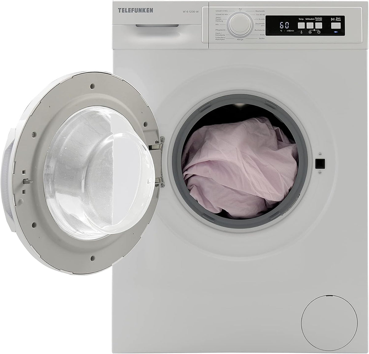 Telefunken W-01-52-W Waschmaschine (5 kg / 1000 U/Min) mit Mengenautomatik und Überlaufschutz / 15 Programme/Startzeitvorwahl/weiß