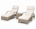 3-teiliges Outdoor-Set aus Rattan mit Glas-Beistelltisch, Cremeweiß