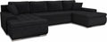 Sofnet Wohnlandschaft mit Schlaffunktion Faris U-Form - Couch, Schlafsofa mit Bettkasten, Couchgranitur mit Bettfunktion, Big Sofa, Bettsofa (Schwarz (Kronos 07))