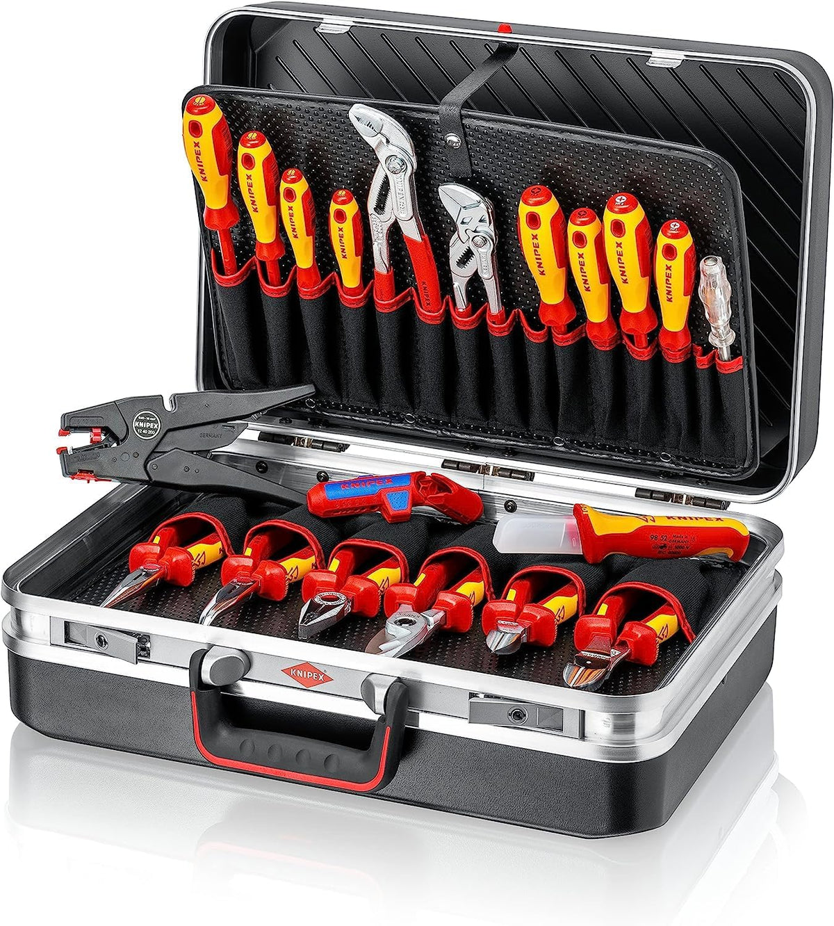 KNIPEX Werkzeugkoffer "Vision24" Elektro, 20-teilig, 21 Steckmöglichkeiten, 24 l Volumen, 480 x 380 x 180 mm, Werkzeugset, Toolbox, 00 21 20